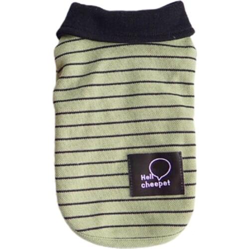 Skin-friendly Pretty Warm Dog Short Sleeve Tops Comfortable Pet Clothes Stripes Pattern for Teddy
