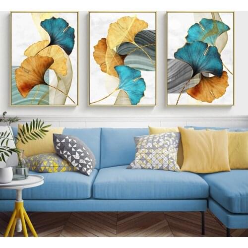 Simple Modern Creative Abstract Gingko Canvas Painting Light Luxury High End Home Decor Living Room Dining Room Wall Art Poster