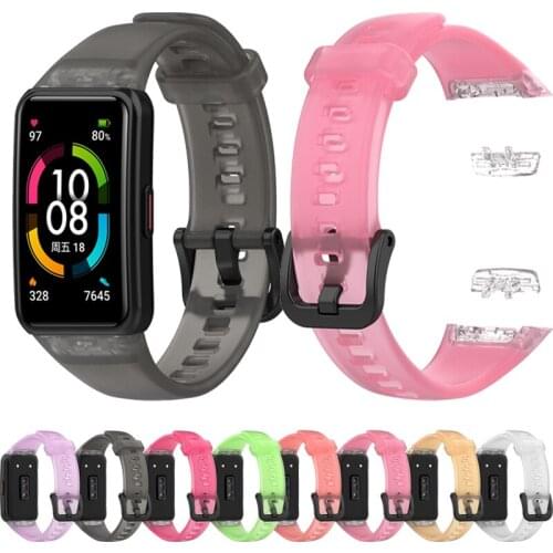 For Huawei Honor Band 6 Transparent Candy Color Soft TPU Sport Straps For Huawei Band 6 Smart Wristband Replacement Strap Correa