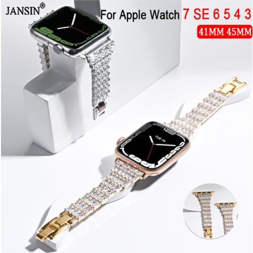 Women Strap For Apple Watch 42mm 38mm Band SE 6 5 4 3 2 1 Rhombus Diamond Bracelet For Apple Watch Band 40mm 44mm Luxury Correa