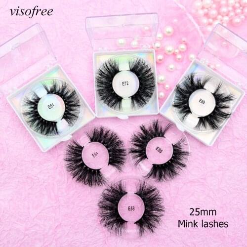 Visofree eyelashes 25mm lashes make up mink lashes Full Strip 25 mm mink eyelashes fake eyelashes Reusable E58