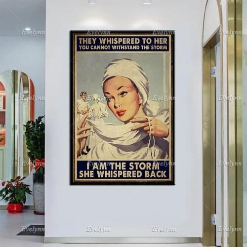 Nurse Nursing Retro Poster They Whispered To Her You Cannot Withstand The Storm Wall Art Prints Home Decor Canvas Unique Gift