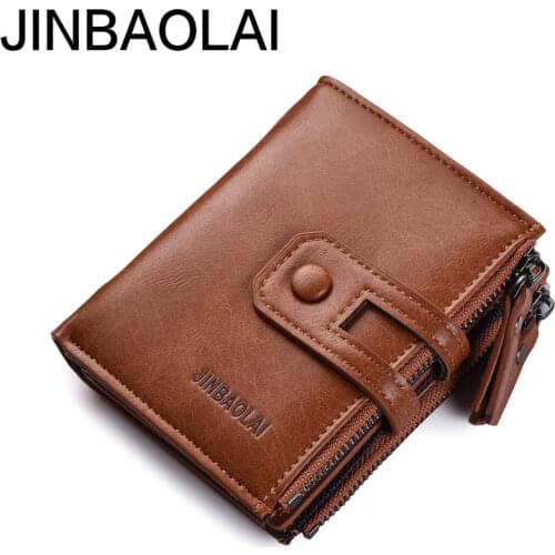 Luxury Brand Wallet for Men 2020 New Retro Buckle Wallet Multi-function Double Zipper Coin Purse PU Leather Men/women Clutch