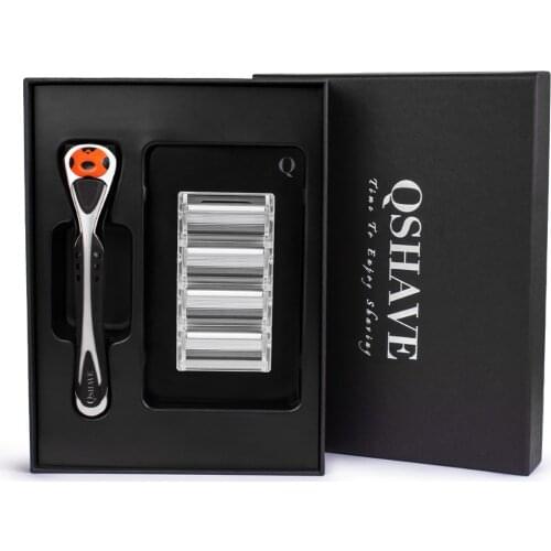 Qshave Black Silver Spider Man Manual Razor With Exquisite Present Box Can Design Your Name on Handle (1pc Handle, 4pc X6 Blade)