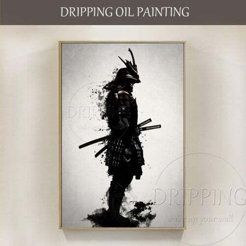 Hand-painted Abstract Samurai Armor Oil Painting on Canvas Wall Art Canvas Japan Samurai Armor Oil Painting for Living Room
