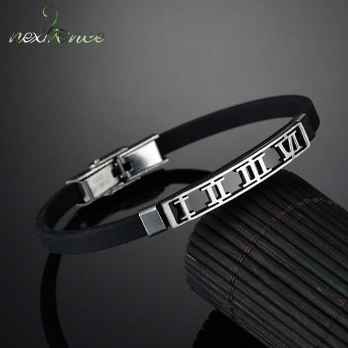 Nextvance Number Letter Silicone Wristband Bracelets Punk Wrist Strap Belt Bracelet for Women Men Gift Unisex Jewelry