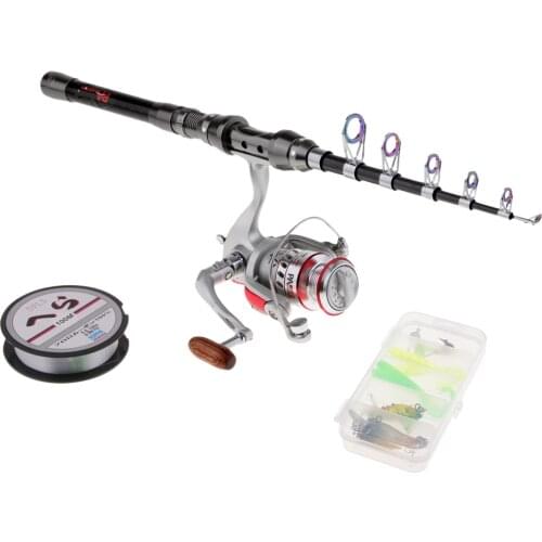 Telescopic Fishing Rod and Reel Combos Spinning Reel Fishing Pole Sets with Line Lures and Fishing Carrier Case