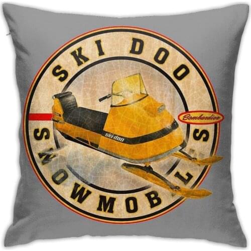 Vintage Ski-Doo Snowmobiles Bedroom Couch Sofa Throw Pillow Covers Home Decorative Square Pillow Case 18x18 Inch