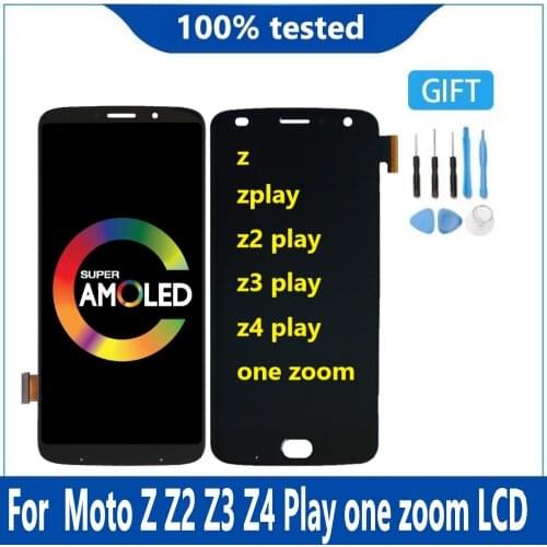 AMOLED For Motorola Moto Z Z2 Z3 Play Z4 One Zoom LCD Screen Display Digitizer Assembly Replacement With Burn-Shadow Z3 Play Lcd