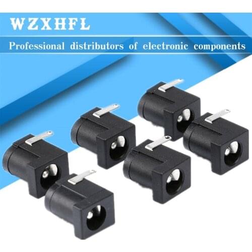 10Pcs/Lot DC-005 PCB Mount 5.5 x 2.1/2.5 mm Female DC Power Jack Plug Socket Connector DC005 Black 5.5*2.1/2.5MM