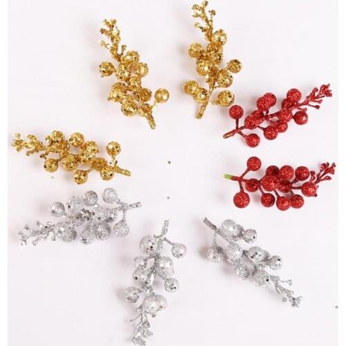 10PCS Christmas Berry Artificial Decorative Foam Berry DIY Wreath Accessories DIY Simulation Fruit Bunch Christmas Tree Decor