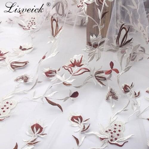 100x135cm French Net Lace Fabric with embroidery flower mesh tulle net yarn lace fabric diy Nigerian party evening dress