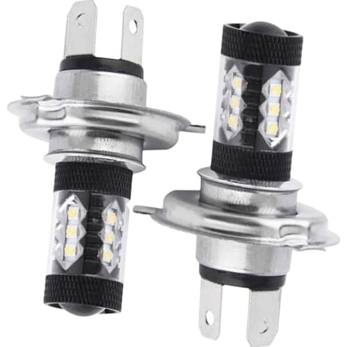 2 Pieces H4 80W 2828 High Power Fog Light Driving DRL LED Bulb White