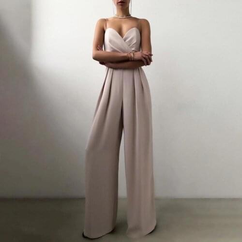 2021 Elegant Summer Women Jumpsuit Sexy Off Shoulder Sleeveless Sling Romper Fashion Casual Office Lady Solid Straight Playsuit