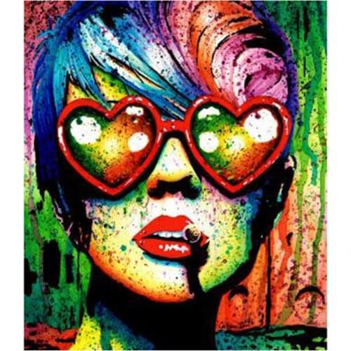 5D DIY Full Round Diamond Painting Abstract Colorful Woman 3D Embroidery Cross Stitch Rhinestone Mosaic Home Decor Yc1061