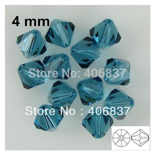 Free Shipping! 720pcs/Lot, AAA Chinese Top Quality 4mm Blue Zircon Crystal Bicone Beads