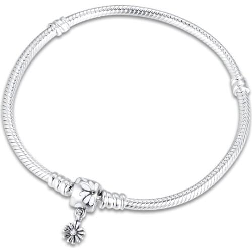 Bracelet For Women Flower Clasp Snake Chain Bracelets 925 Sterling Silver Jewelry Femme Pulseira Plata de ley Armband