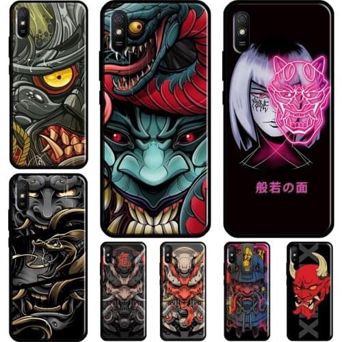 Japanese samurai Oni Hannya Demon Mask For Xiaomi Redmi 9T 9C 9A K40 Case For Redmi Note 10 Pro Note 9 Pro 8 Pro Note 8T 9S Case