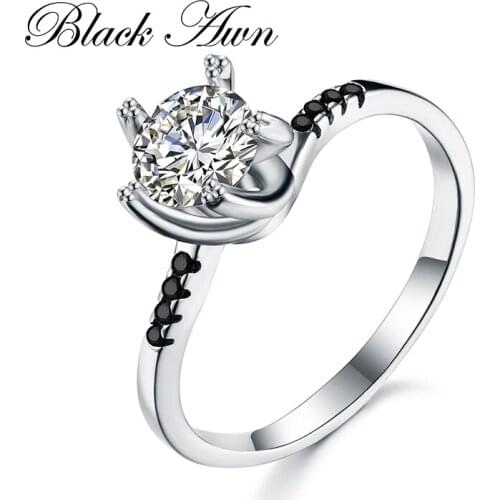 BLACK AWN 2021 New Genuine 100% Sterling 925 Silver Jewelry Square Engagement Rings for Women Gift C392