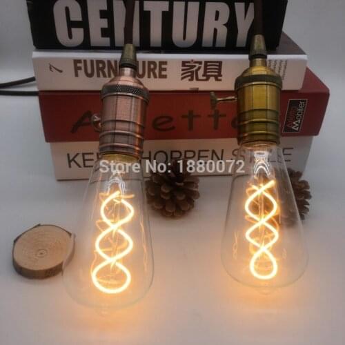 Dimmable soft filament led lamp ST64 4w amber curved led filament bulb