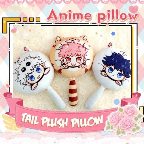 Jujutsu Kaisen Anime Manga Sofa Cushion Itadori Yuji Fushiguro Megumi Gojo Satoru Cute Cartoon Tail Pillow Stuffed Plush Toys