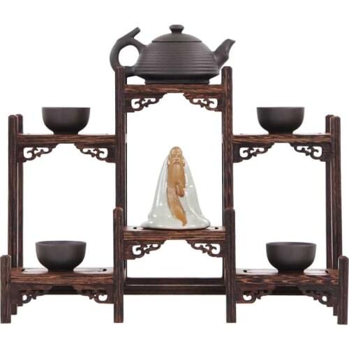 Household solid wood multi layers floating shelf Chinese style small display rack living room decorative storage stand