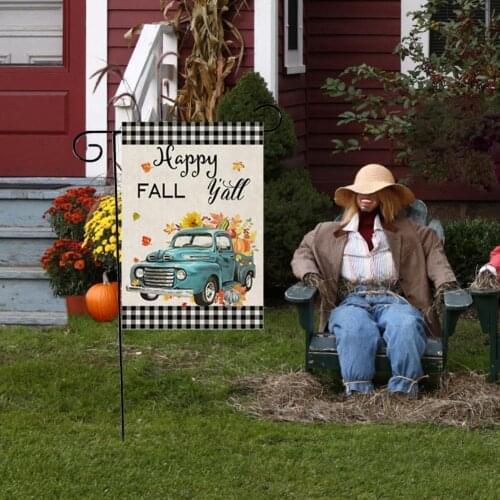 9 Styles Useful Attractive Double-sided Halloween Banner Flax Outdoor Banner Portable for Festival