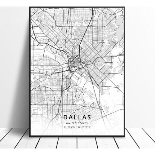 Dallas Baltimore Lincoln Oakland Rancho Cucamonga Virginia Beace Unitedstates Map Canvas Art Poster