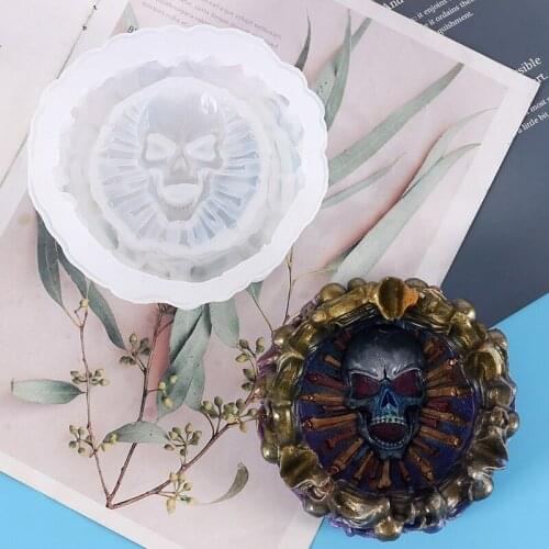 Skull Ashtray Epoxy Resin Mold Cigarette Ash Holder Silicone Mould DIY Crafts Jewelry Soap Plaster Casting Tool