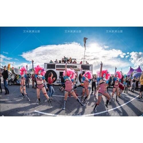 Fluffy wig clown circus nightclub GOGO costume Clown dance costumes halloween cosplay