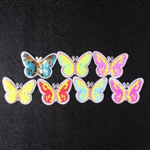 DIY Colorful Patch Sequined Butterfly Sewing On Patches For Clothing Applique On Clothes T-Shirt Jeans Accessories Girl Things