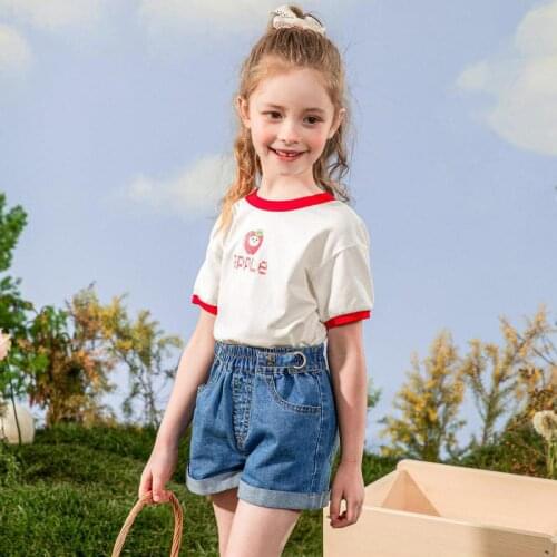 Summer Girls T-shirt Cute Pattern Print T-shirts Kids Casual Pullover Thin Short Sleeve Tops Childrens Clothing Daily Clothes