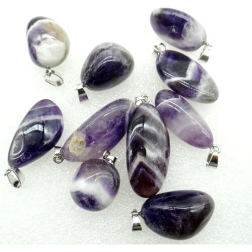 Hot Selling 2020 Natural stone Quartz Crystal Amethysts charm irregular pendant Diy Jewelry making necklace for Men woman 1PC