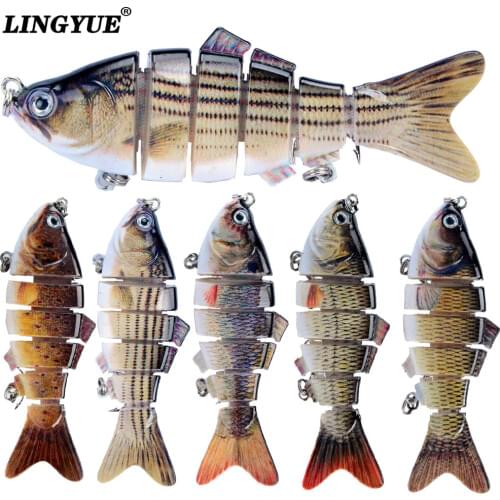 LINGYUE Swimbait Carp Fishing Lure 10cm 19g Lifelike Hard Bait 6 Jointed Wobbler Crankbait Isca Artificial Fishing Minnow Pesca