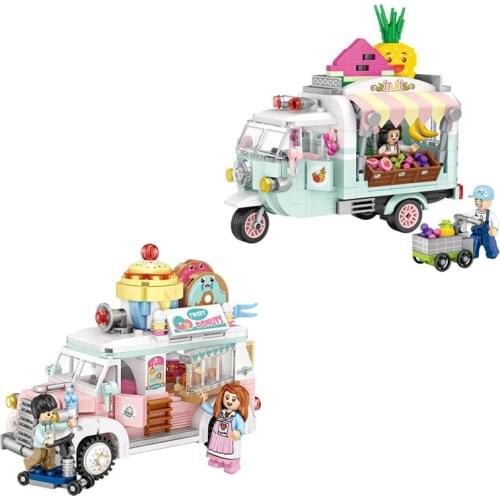 Disneyland mini block Disney world park Fruits CAKE shop vans truck building brick toy restaurant nanobrick for kids gifts