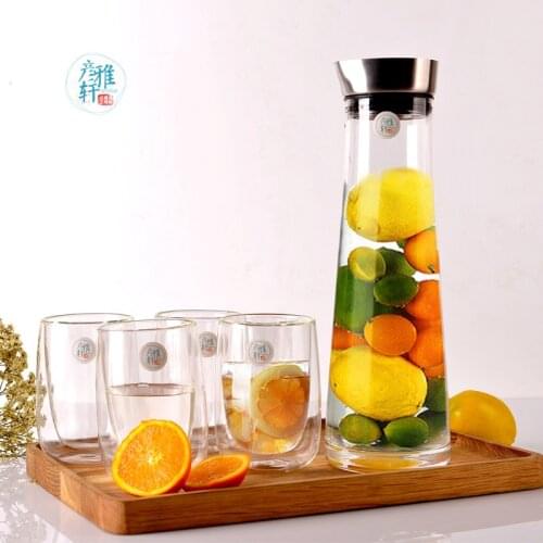 Transparent Water Pots & Kettles jug Suit Juice cup set Large Capacity Borosilicat Glass Water Jug