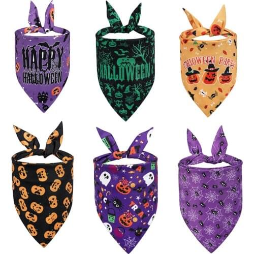 Pet Dog Halloween Bibs Scarf Dog Necktie Puppy Cute Collar Scarf Cat Dog Triangular Bandanas Bow Ties Pet Grooming Accessories