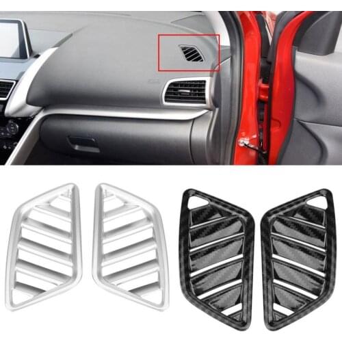 New 2Pcs Car Interior Upper Air Vent Outlet Cover Trim for Mitsubishi Eclipse Cross 2017-2018 Silver/Carbon Fiber