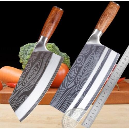 Chinese Kitchen Knife Cleaver Cooking Knife Tools 4Cr13 Stainless Steel Chef Slicing Knives Laser Damascus Vein Cooking Knives