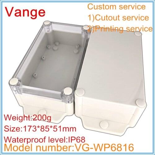 1pcs/lot transparent cover available IP68 waterproof ABS plastic junction box for wire connector under water 173*85*51mm