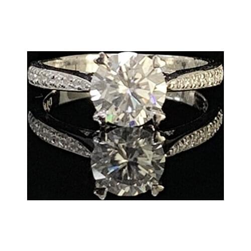 Romantic 9K White Gold Moissanite 1ct 2ct 3ct Engagement Anniversary Ring round excellent cut moissanite