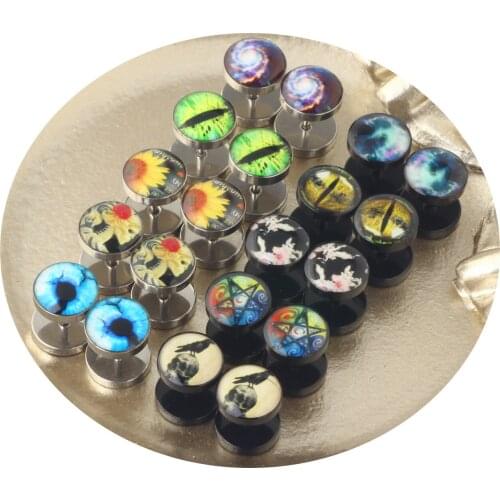 1PC Punk Black Multiple Styles Stainless Steel Stud Earrings For Men Women Gothic Hip Hop Ear Jewelry Skull Star Studs 2021