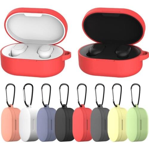 Silicone Case Cover with Scratch Protection Carabiner For Xiaomi Redmi Earphones Skin Protective Cover Box Fome De Ouvido Blueto