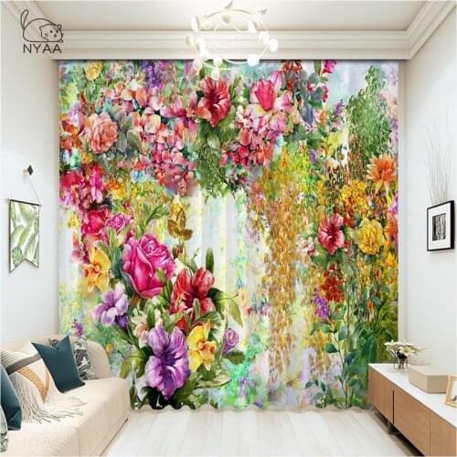 Weeding Flowers Bouquet Curtains For Bedroom Decoration Bedroom Curtain Green Drapery Dorm Room Curtains Banquet Micro Shading