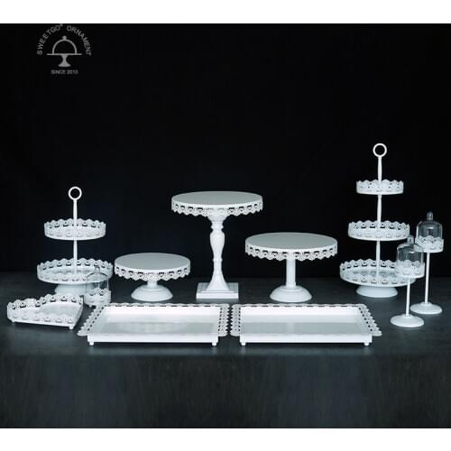 SWEETGO Big capacity 11 pcs in set cake stand White wedding dessert table decorating tools baking fondant art party suppliers