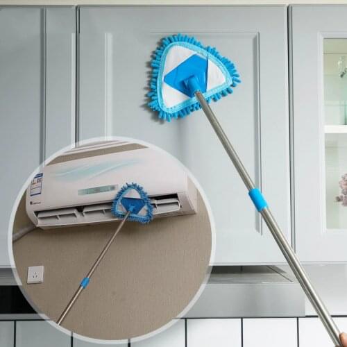 Triangle Dust Removal Mop Stainless Steel Lengthen Retractable Dust Brush Sweeping Wall & Ceiling Tiles Household Cleaning