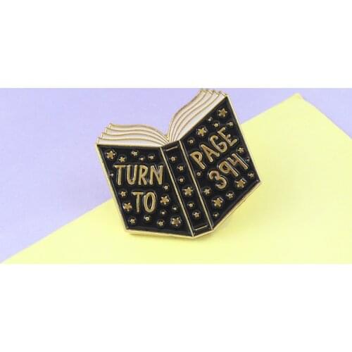 Magic Book "TURN PAGE 394" Pin Classic Movie Snape Black Lines Professor Horror Atmosphere Pin Movie Fan Kids Gift Jewelry