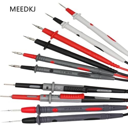 1 pair Digital Multimeter probe Soft-silicone-wire Needle-tip Universal test leads with Alligator clip For LED tester Multimetro