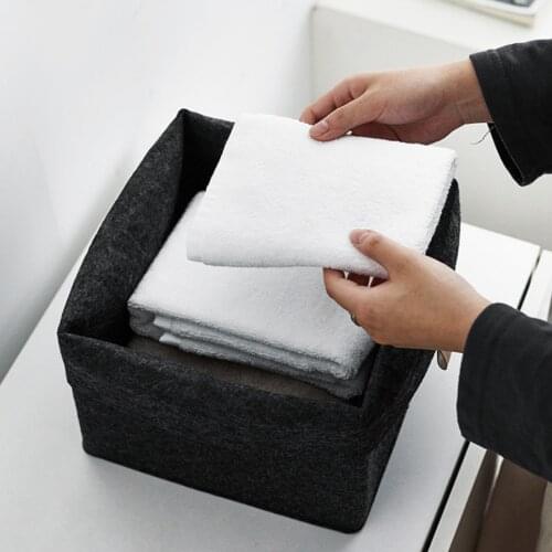 1pc Felt Storage Basket Living Room Tea Table Black Gray Sundries Storage Basket Cloth Felt Storage Box Bedroom Socks Storage