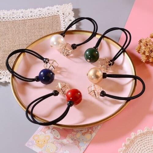 120pcs/lot DIY Simple Multi Hollow Out Diamond Hair Band Elasticity Pearl Rubber Bands Hair Styling Tools Accessories HA1759